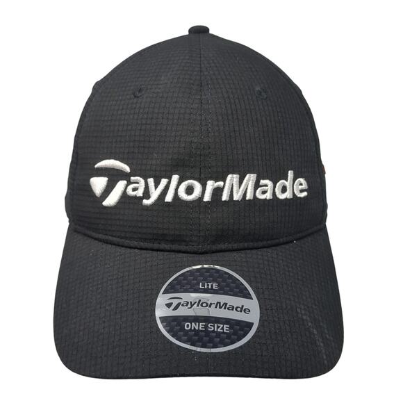 TaylorMade Lite Strapback Hat Black One Size Adjustable Vent Holes - Picture 1 of 10